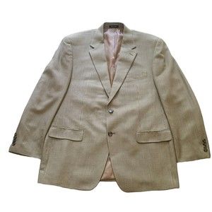 Lauren Ralph Lauren Silk Suit Jacket Men's Size  44L Tan Micro Plaid 2 Button